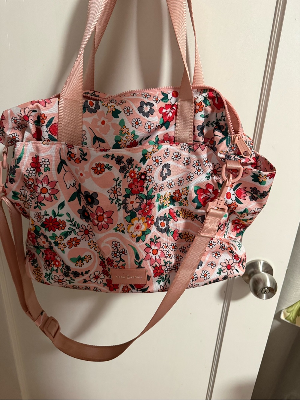 VERA BRADLEY Floral Pink Women's Tote Bag - Lightweight Everyday Shoulder Bag